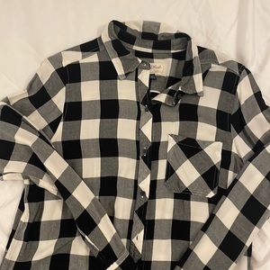 Medium black and white plaid shirt